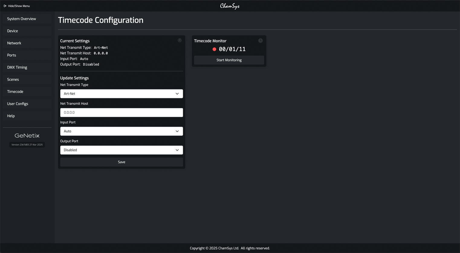Timecode Configuration