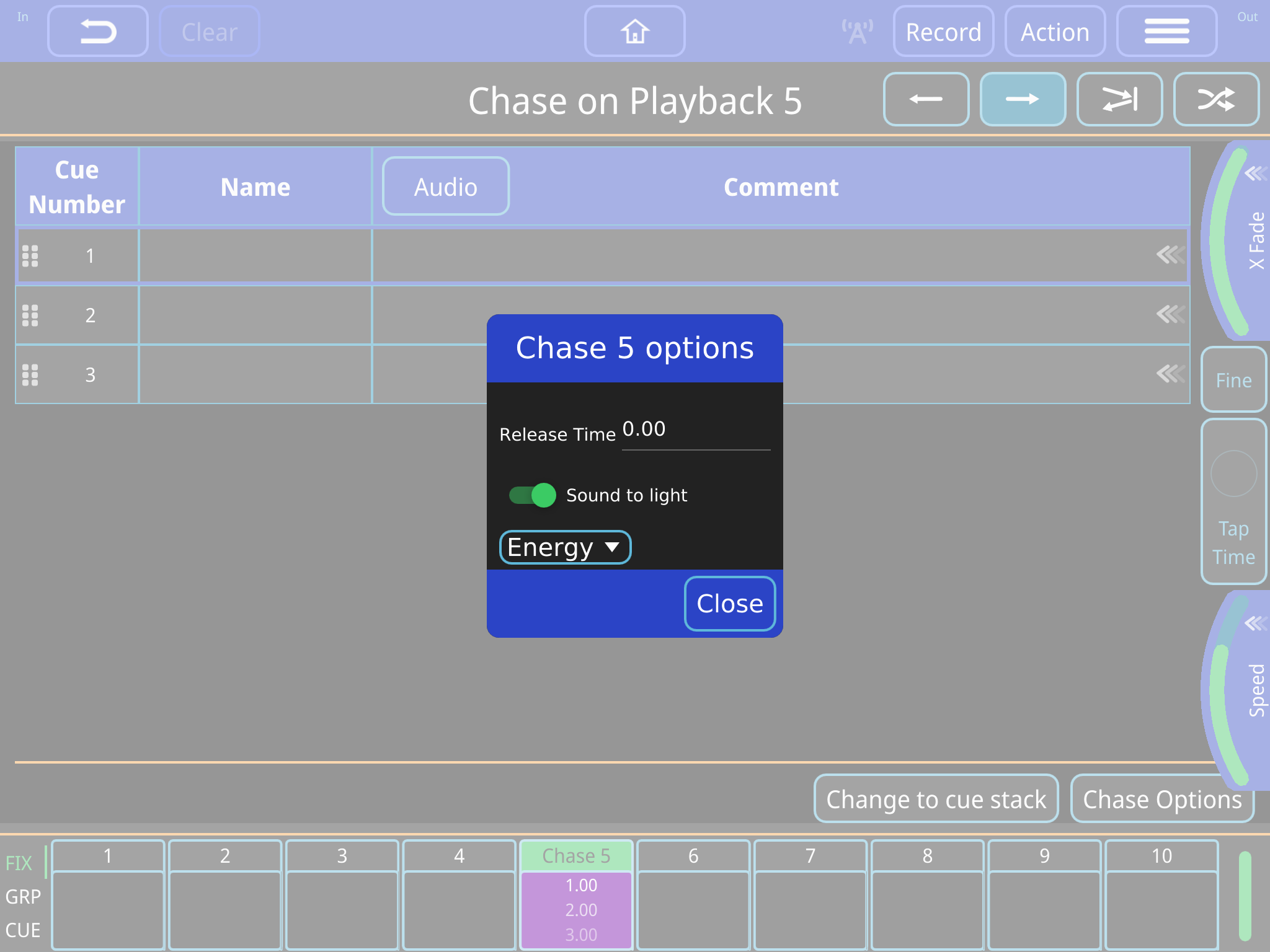 Chase Options Dialog