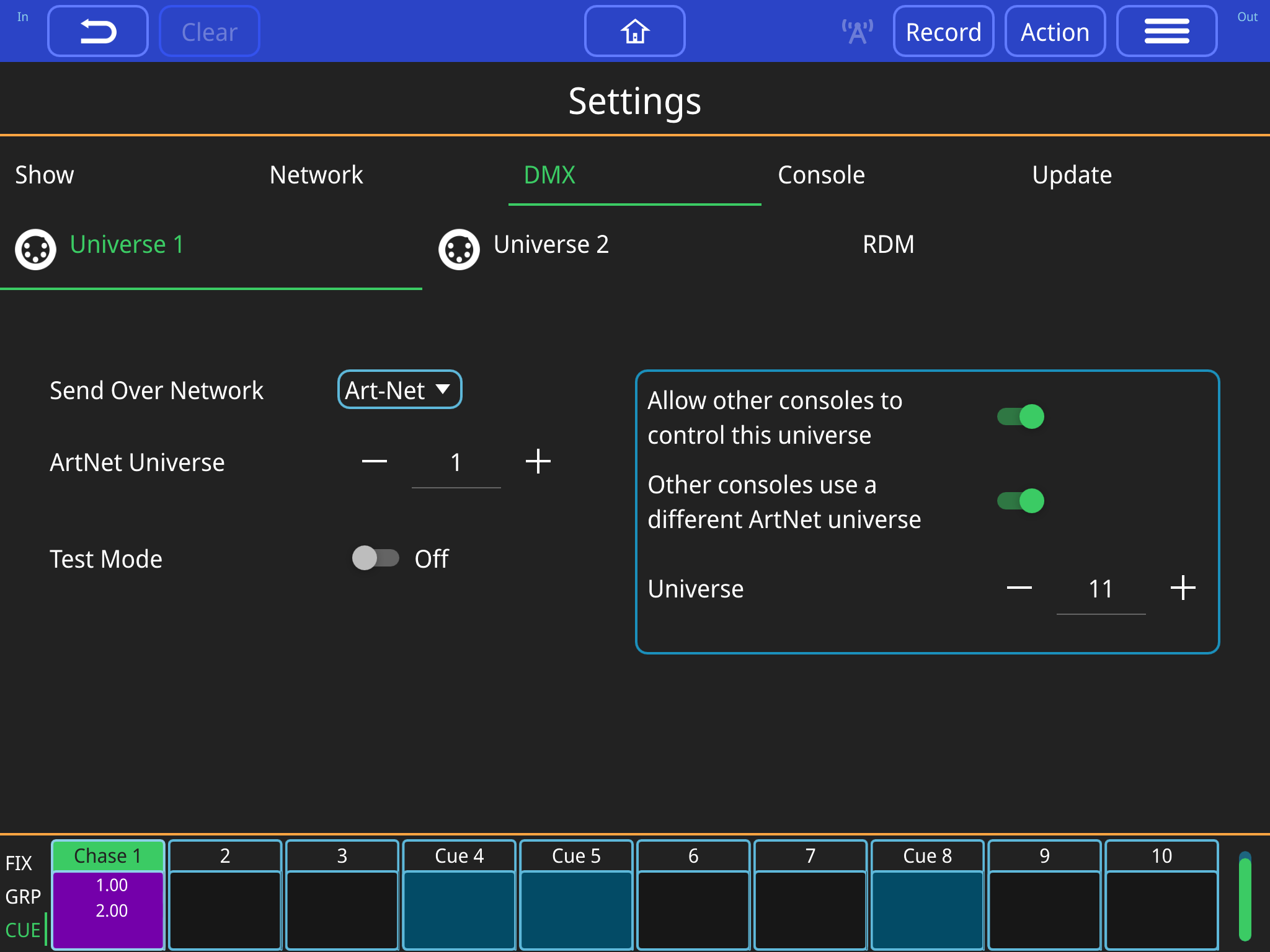 DMX Settings for emergency triggers