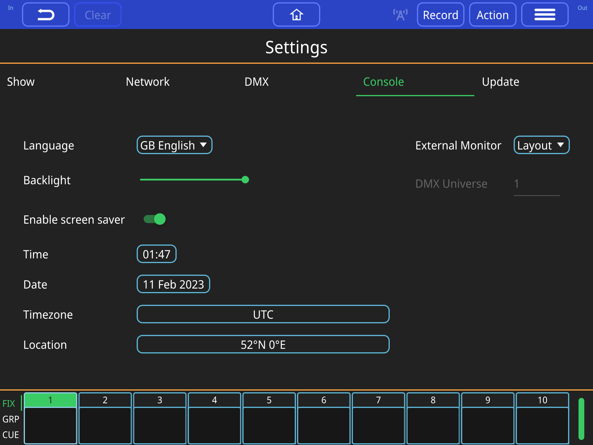Console Settings Pane